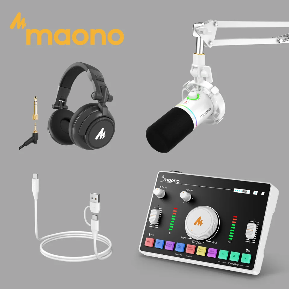 MAONO PD200XS XLR/USB Dynamic Microphone with Arm Stand RGB