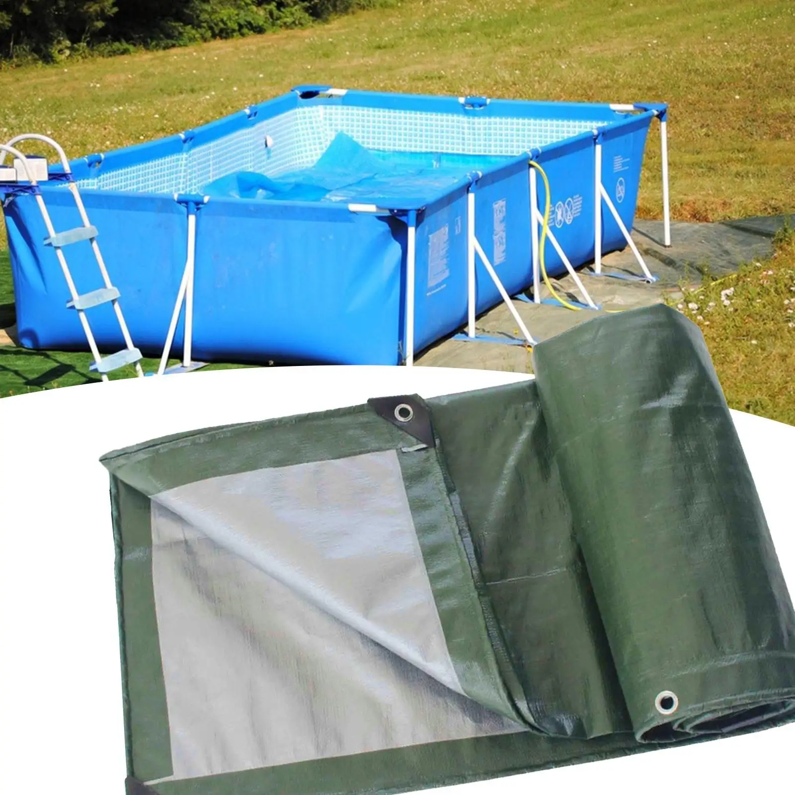 

PE Swimming Pool Cover, Double-sided Waterproof Tarpaulin UV-resistant Spa Hot Tub Protector Sunshade Rainproof Pool Cover