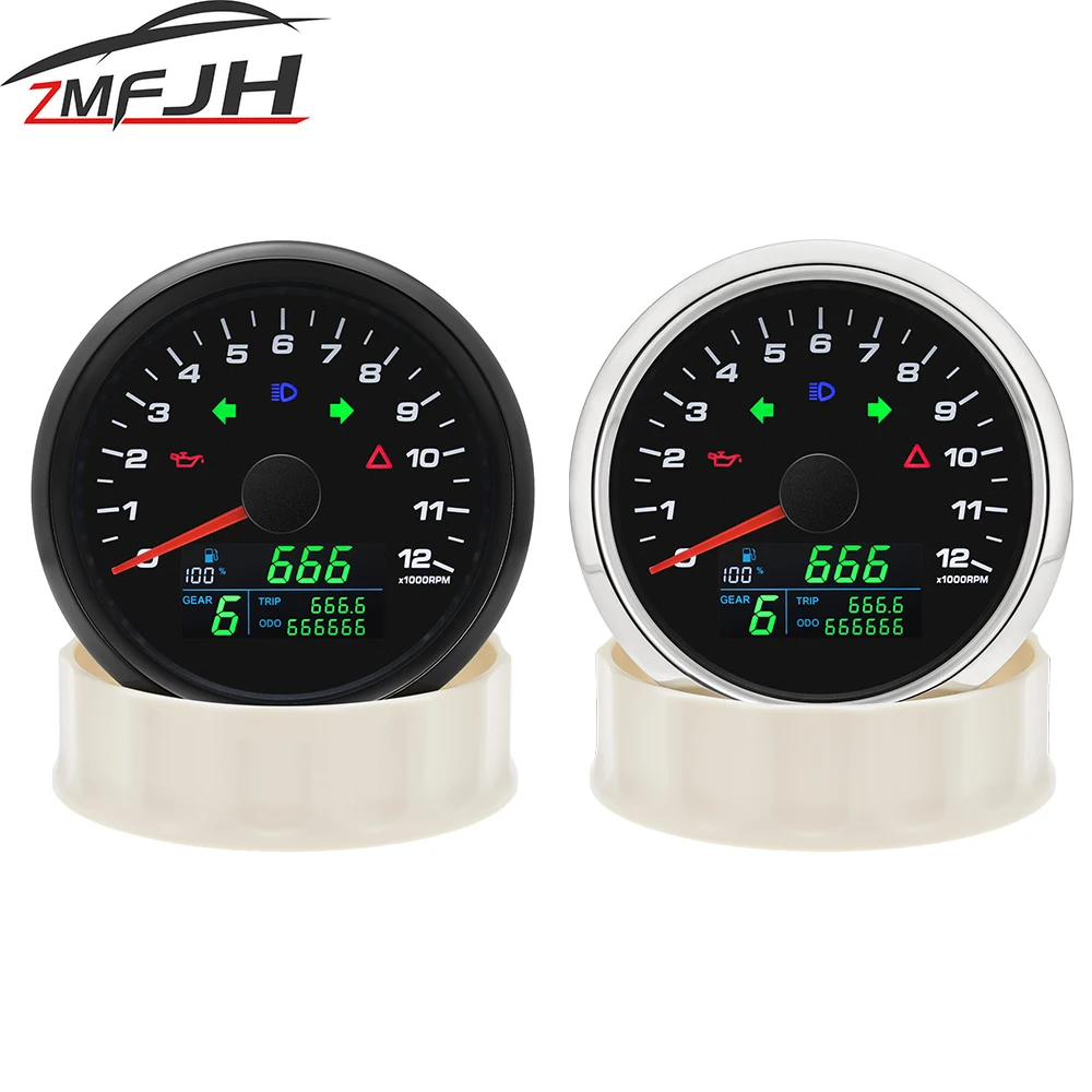 

85mm Digital GPS Speedometer 12000RPM Tachometer Fuel Level Gauge With Gear Speed Meter For Marine Car Boat Yacht Customized