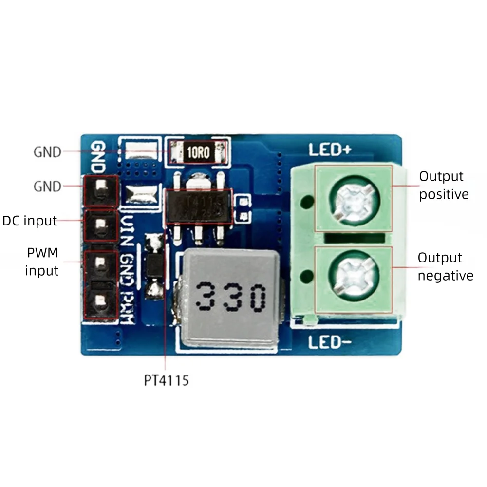 

PT4115 LED Constant Current Drive Output Module Support PWM Regulation Step-down Constant Current Board for LED Light Strip