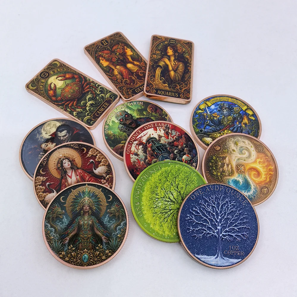 36 Designs Mythology Goddess, Alien, 12 Zodiac, Zombie Apocalypse .999 Pure Copper Commemorative Coins/Bars Collectible Gift