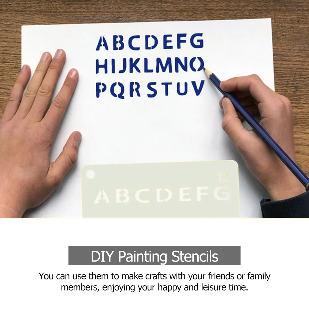 قوالب أرقام الأبجدية استنسل الحروف المجوفة للرسم اللوحة الفنية الحرف اليدوية للأطفال تعلم فن الإستنسل القابل لإعادة الاستخدام #5