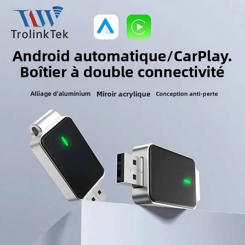 

TrolinkTek Wireless CarPlay Box CarPlay преобразует проводную в беспроводу, быстрое автоматическое подключение, без задержки, 5 ГГц, обновленный Wi-Fi Type-C/USB OTA