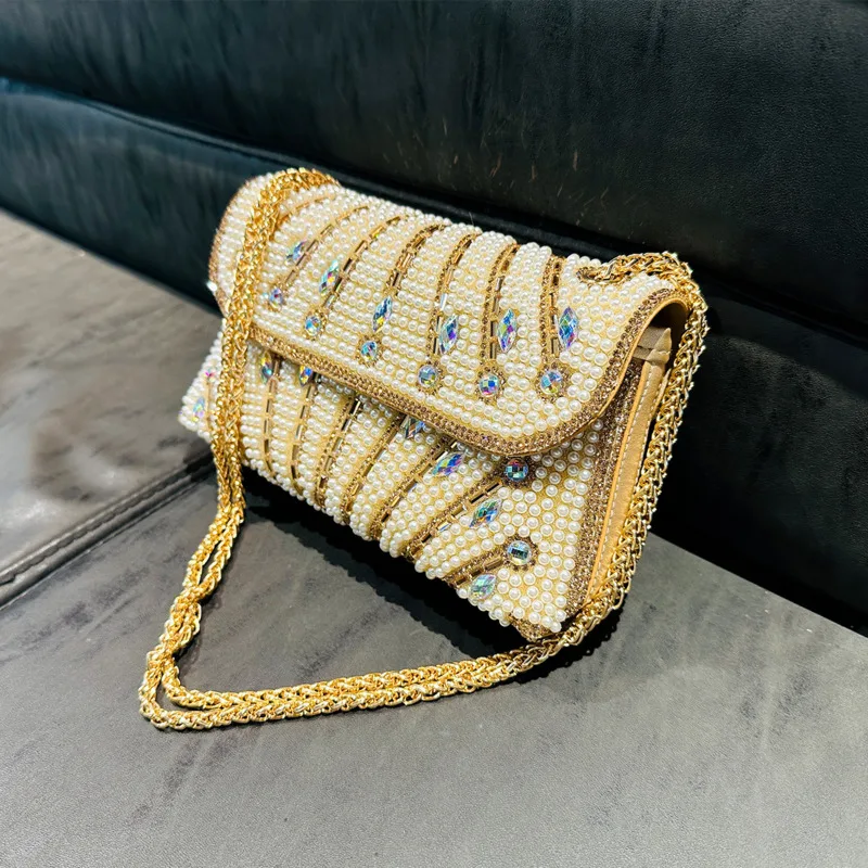 Bolso cruzado con cadena de diamantes de imitación para mujer, sobre de noche, bolso de mano de diseñador, Cartera de fiesta, monedero para boda