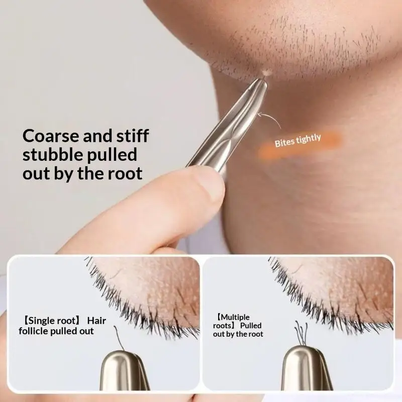 Premium-Pinzette mit rundem Kopf für Augenbrauen- und Gesichtshaarentfernung, nahtlose Clips, Präzisions-Bartclip für kurzes Haar – Detail 4