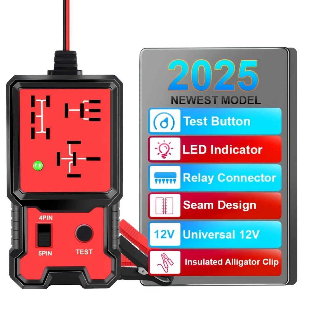 Tester akumulatora samochodowego z diodą LED, tester przekaźników elektronicznych samochodowych, typ uniwersalny, 12V, bez akumulatora.