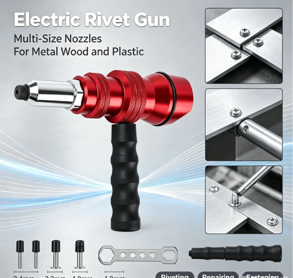 Riveting Machine Electric Rivet Gun Adapter Home 2.4mm-3.2mm-4.0mm-4.8mm Riveting Tools Cordless Multi-function Riveting Machine