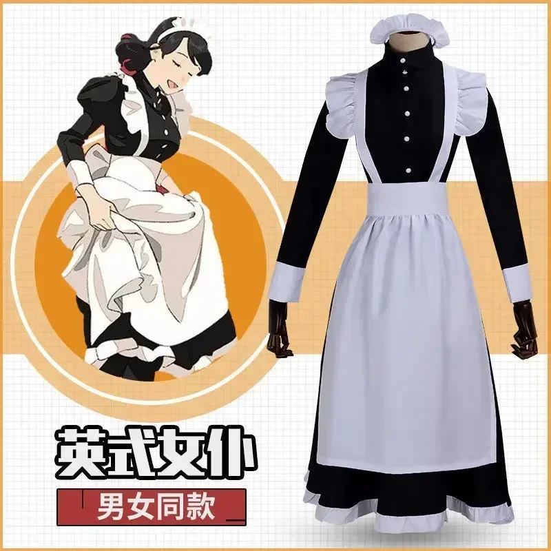 2025 Halloween Women Maid Outfit Long Dress Apron Dress Lolita Dresses Men Clothes Unisex Cafe Costume Cosplay Anime Costumes view 3