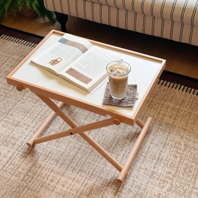 

Scandinavian Solid Wood Side Table Retro Folding Coffee Table Colorful End Tables for Small Space Multifunctional Home Furniture