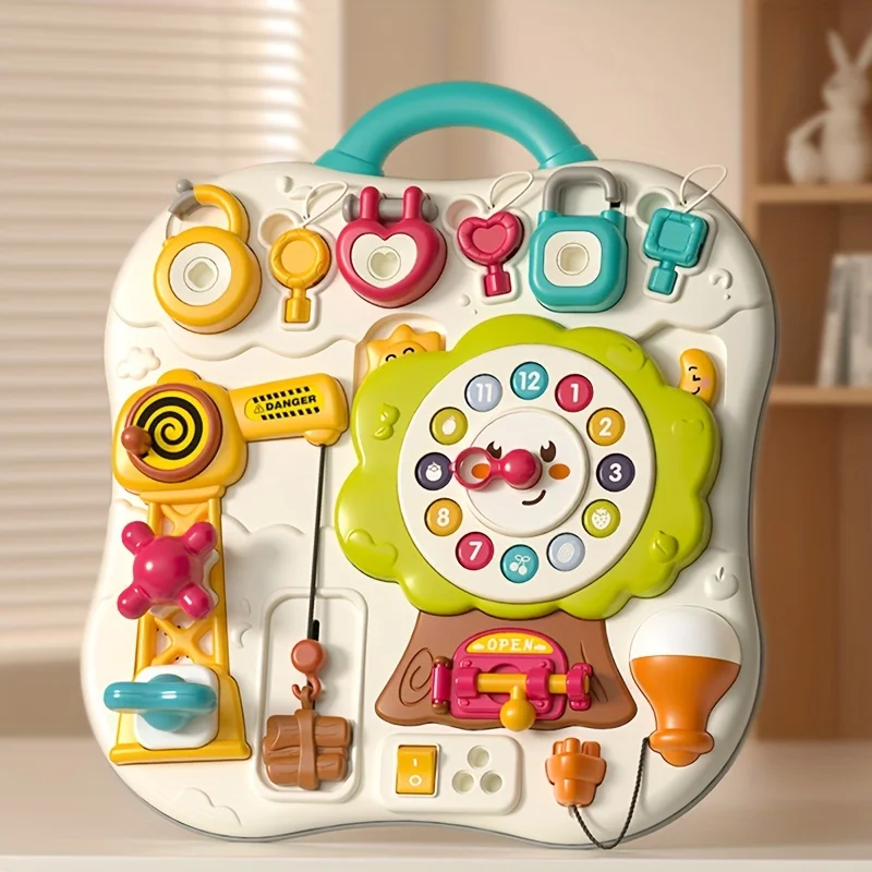 سجادة أنشطة تعليمية مبكرة للأطفال الصغار، لوحة مشغولة مع تعلم السبب والتأثيرات، تطوير المهارات الحركية الدقيقة للأعمار من 0 إلى 3 سنوات