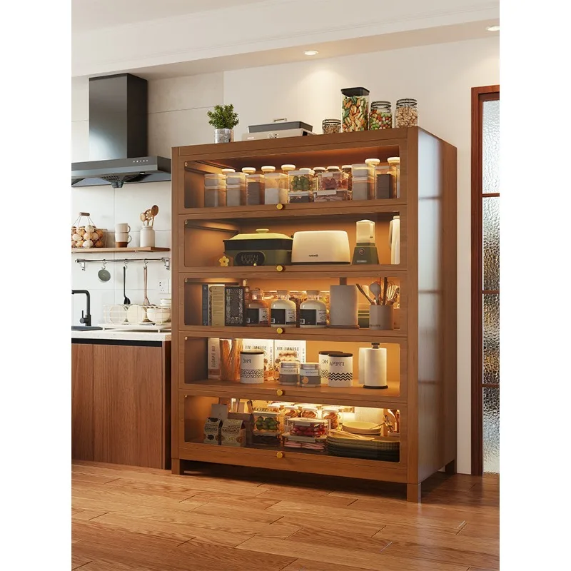 Mercer steel and wood dining side cabinet, integrated storage cabinet against the wall, antique living room steel storage