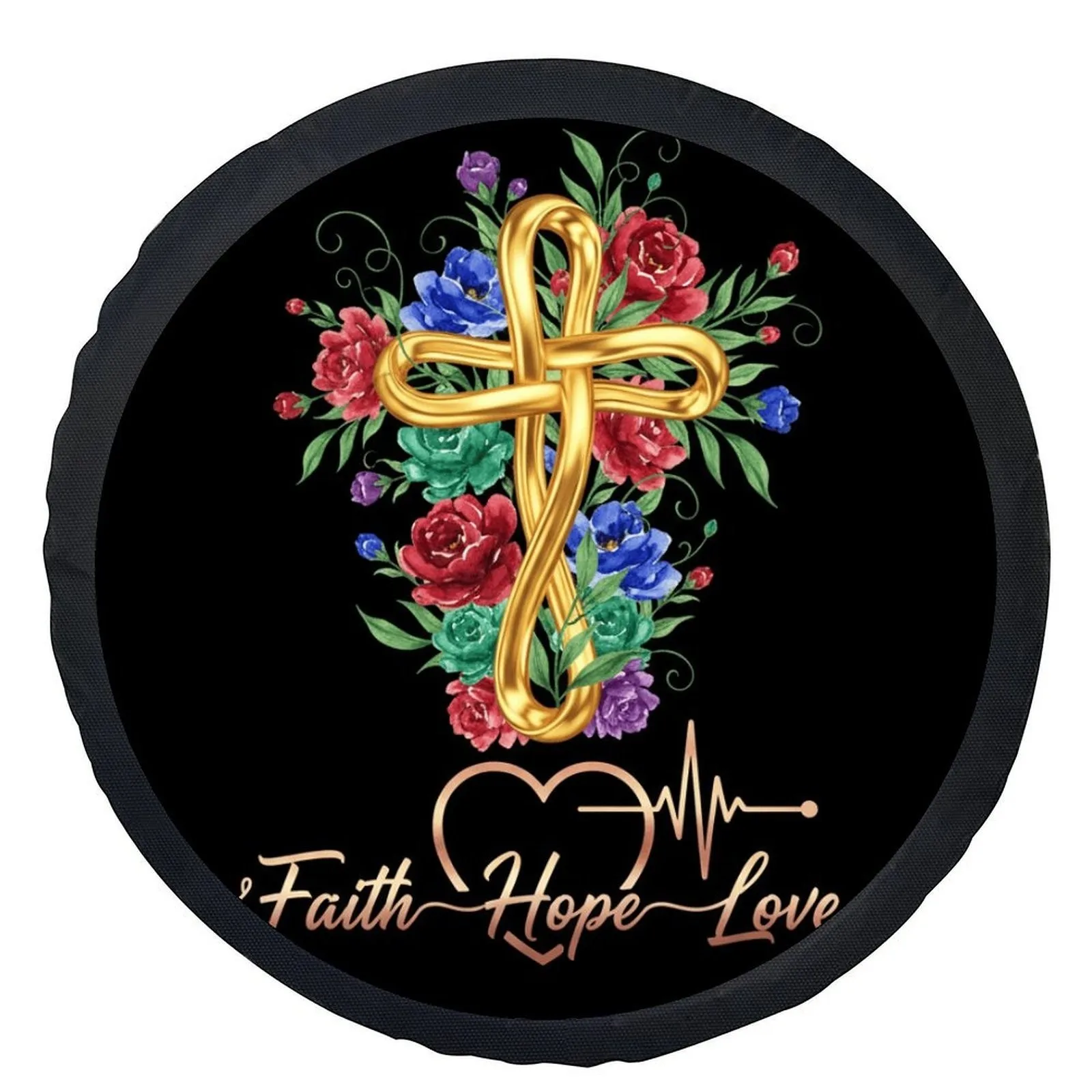 

Чехол для запасного колеса с цветочным узором Faith Hope Love, универсальный, прочный, защитный