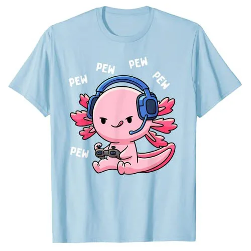 Axolotl Játék gyerekeknek fiúknak lányok kawaii Anime videó Műkődés Pad gamer Póló Adomány aranyos gamesolotl Vonalas T-idom tops Tizenéves kor ruhák