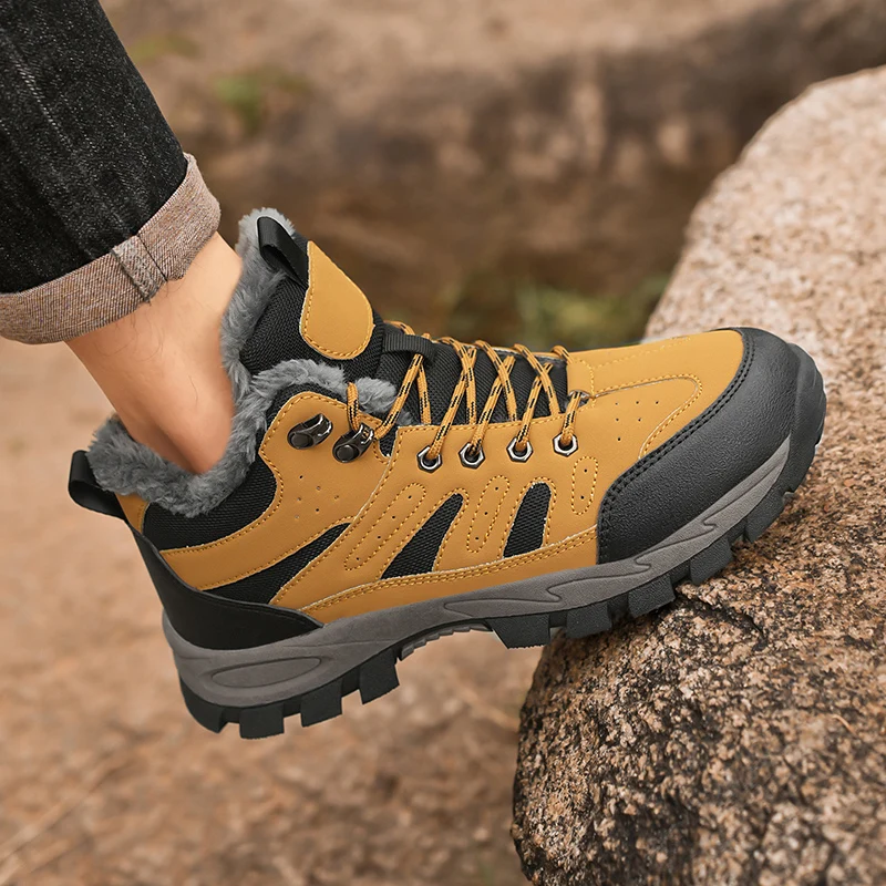 الرجال كبيرة الحجم اللون منعت المضادة للانزلاق منتصف أعلى تنفس تقسم المواد المهنية كل موسم أحذية المشي لمسافات طويلة في الهواء الطلق #2