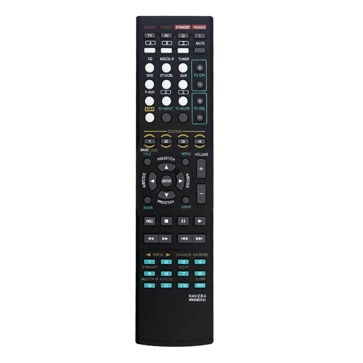 RAV284 WN05820EX Replace Remote for AV Receiver -6230 -6130 RX-V365 RX-V365BL RX-V363 RAV283 WN05810