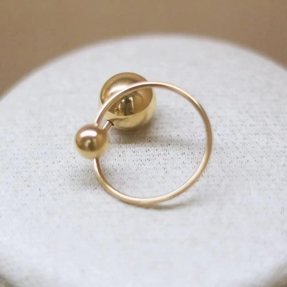 New Trendy Stainless Steel Sphere Ball Open Ring For Women Personality Adjustable Finger Ring Fashion Jewelry Wedding Party Gift