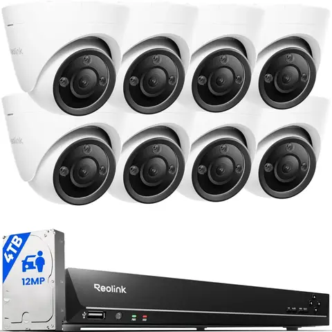 Cameras, Person Vehicle Pet Detection, Two-Way Talk, Spotlights Color Night Vision, 16CH NVR with 4TB HDD, RLK16-1200D8-A