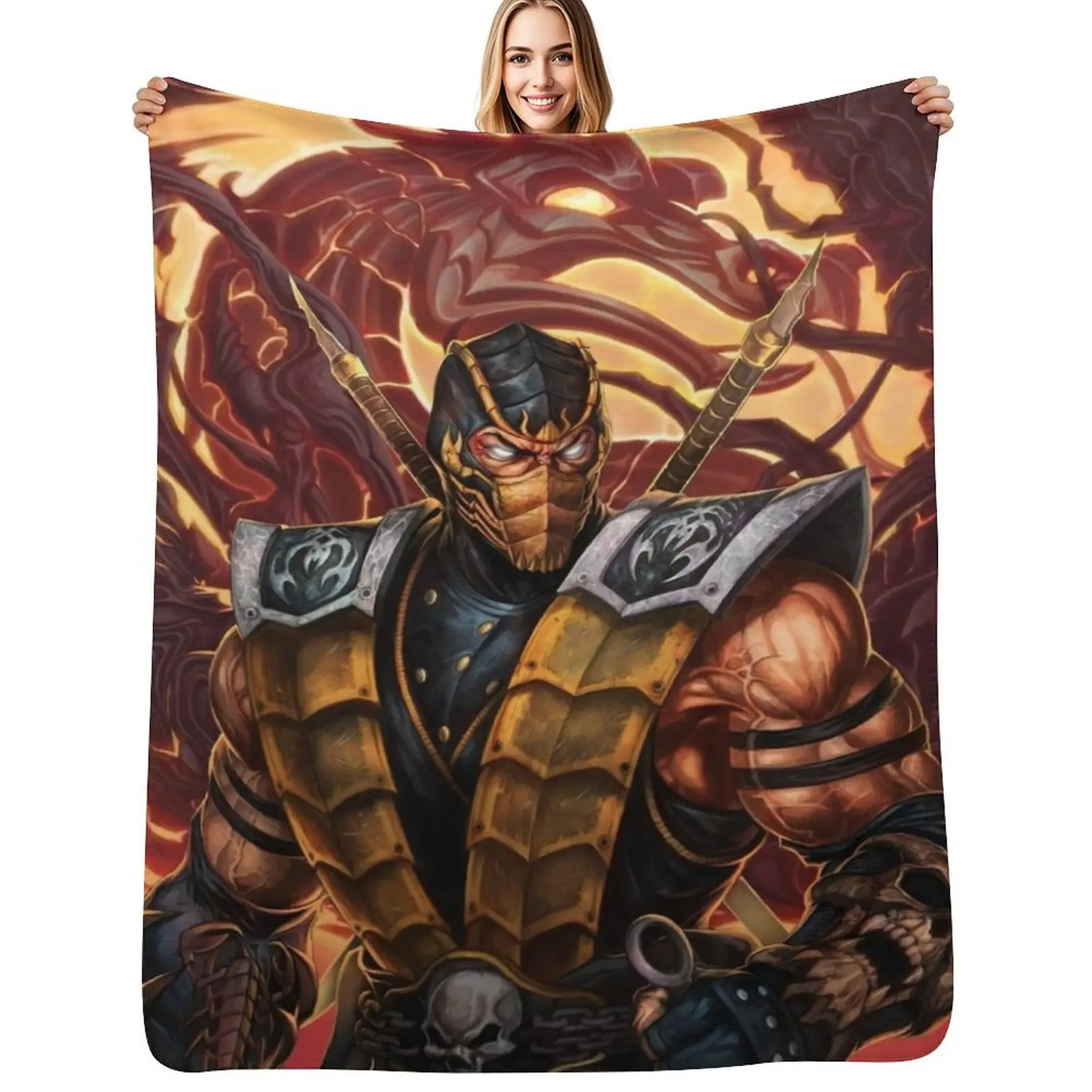 Scorpion Mortal Kombat Throw Blanket Soft Big Camping Summer Designers Plaid Winter beds Blankets