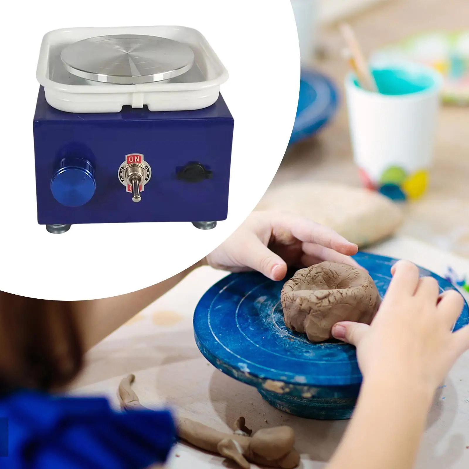 Electric Pottery Wheel Ceramic Tool Kit with Variable Speed Control for Studio Pottery and Kids Educational Craft Projects