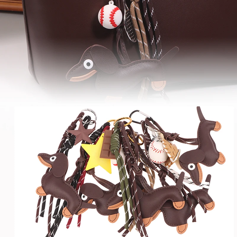 New Durable Leather Dachshund Pendant - Stylish Dog Lover Jewelry Gift for Girl Women & Men for Mobile Phone Bag Accessories