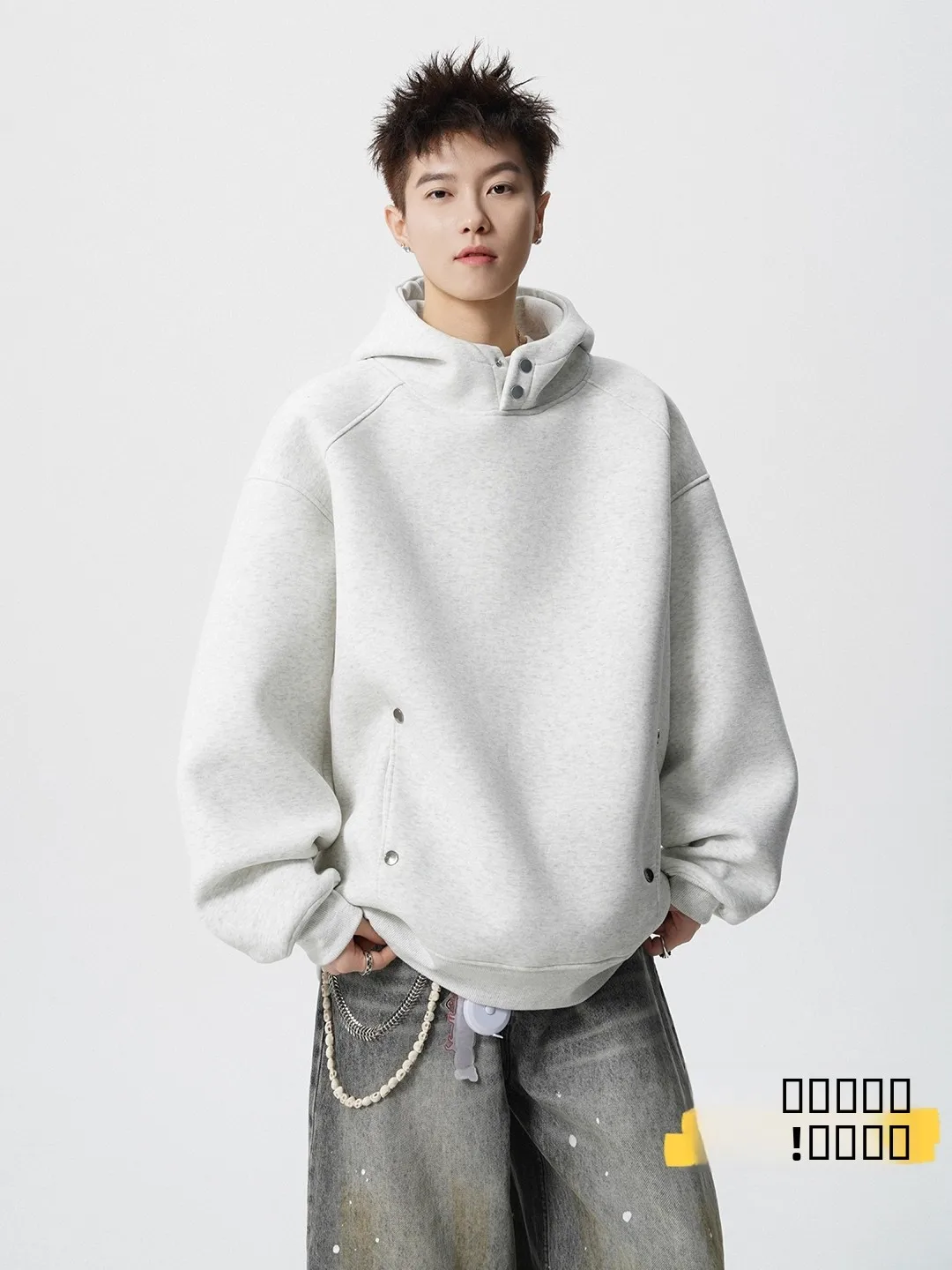 

American Sle Heavyweight Hoodie Men's Winter Thiened Fce Loose Casual Top Warm Outerwear Spring Button up Sweatirt