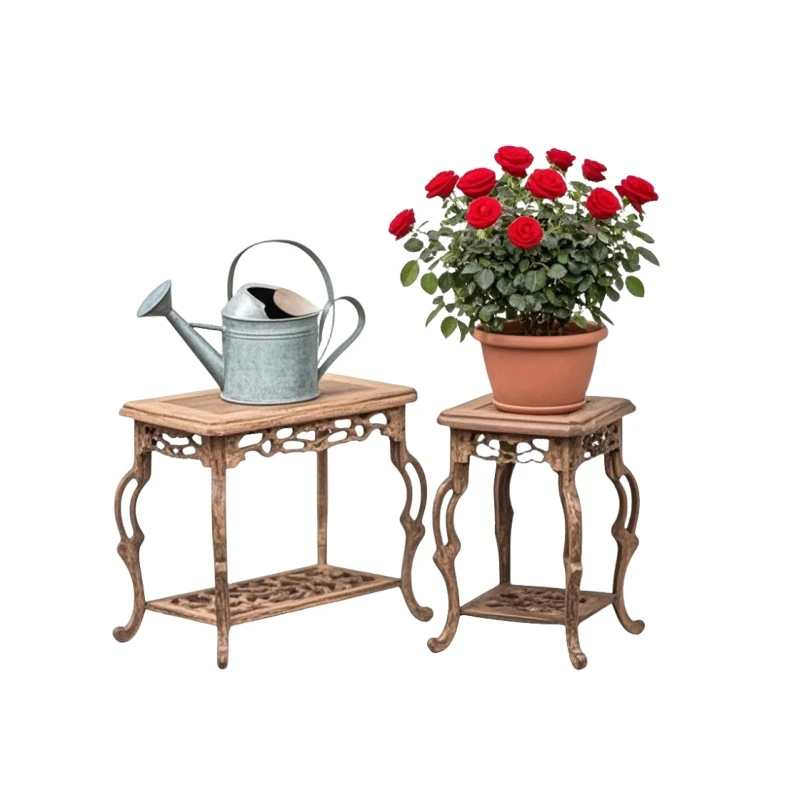 Miniature Wooden Sorting Table Crafts Figurines Vase Display Stand Coffee Tea Sets Pedestal Plant Shelf Standing Flower Base
