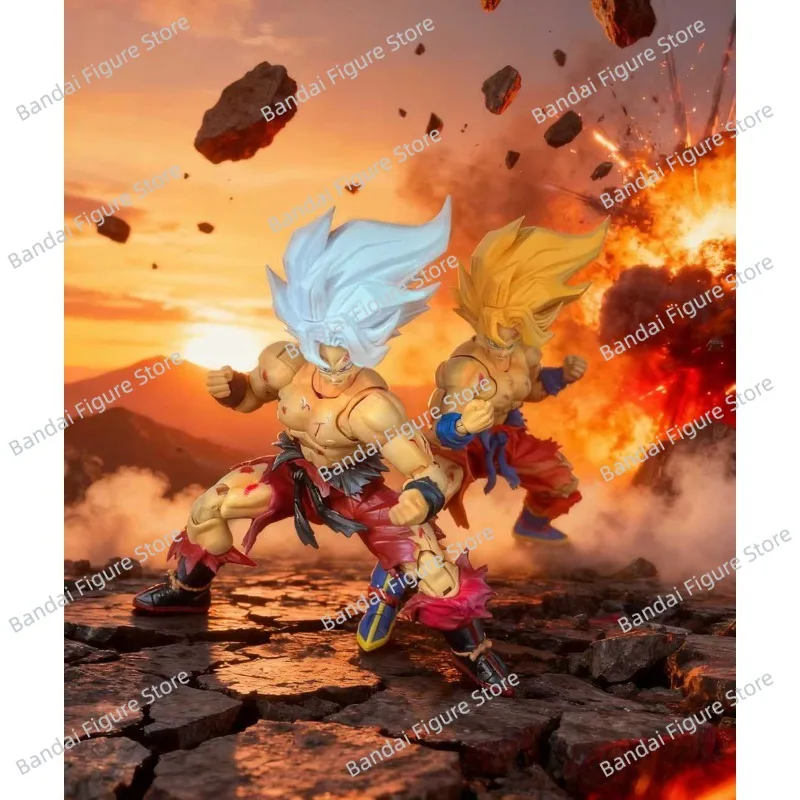 

N&T Dragon Ball SHF Super Saiyan SSJ 3.0 Goku SSJ Color Magazine Color Battle Damage Version Anime Action Figure Model Toy Gift