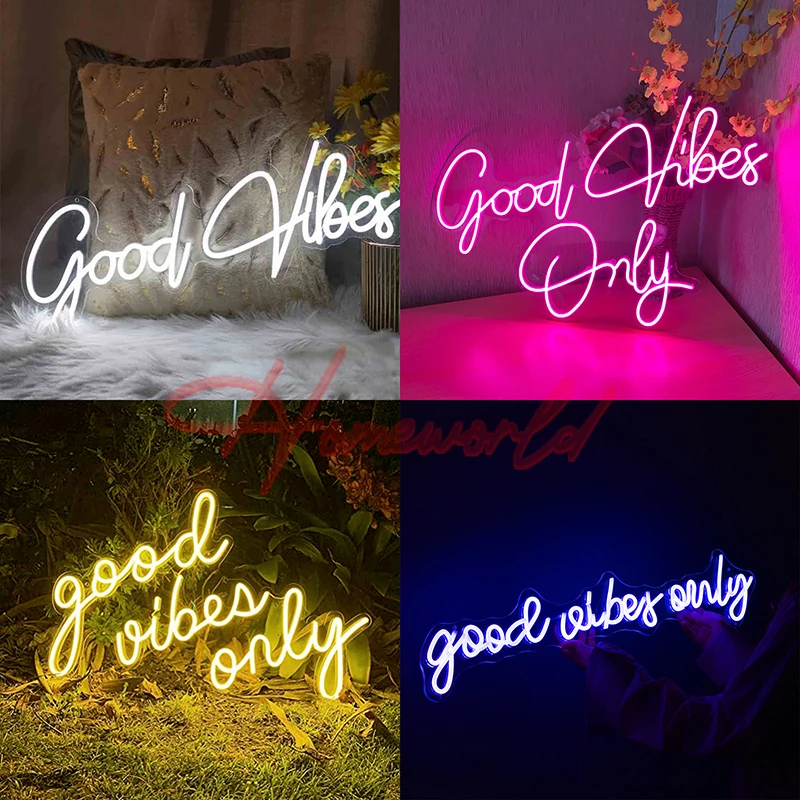 

Good Vibes Only Neon Light LED INS Custom Neon Sign Lamp Letter Logo DIY Flexible for Living Room Wedding Party Wall Decoration