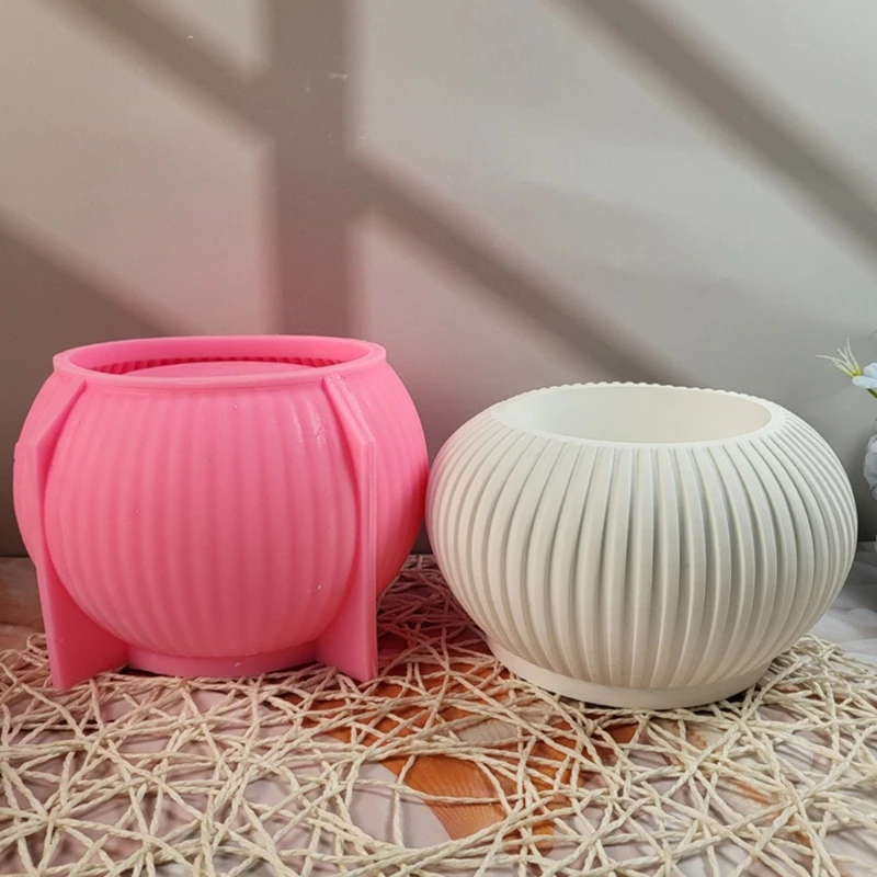 Make Adorable Stripe Plant Pots with Reusable Silicone Mold for Home Decoration Dropship