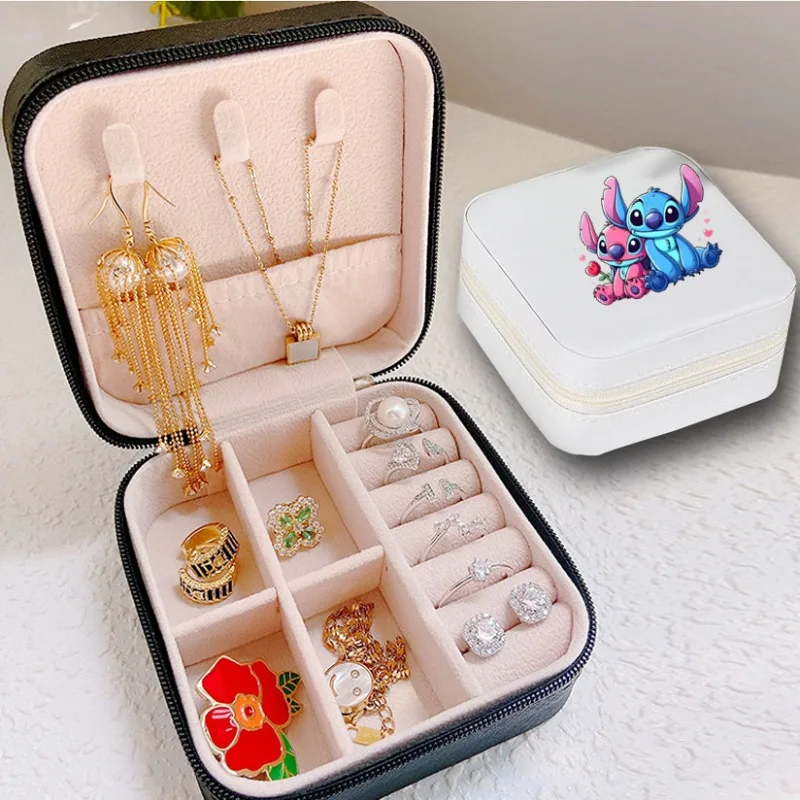 Stitch Disney Portable Jewelry Organizer Storage Box Travel Organizer Jewelry Case Earrings Necklace Ring Stitch Jewelry Box