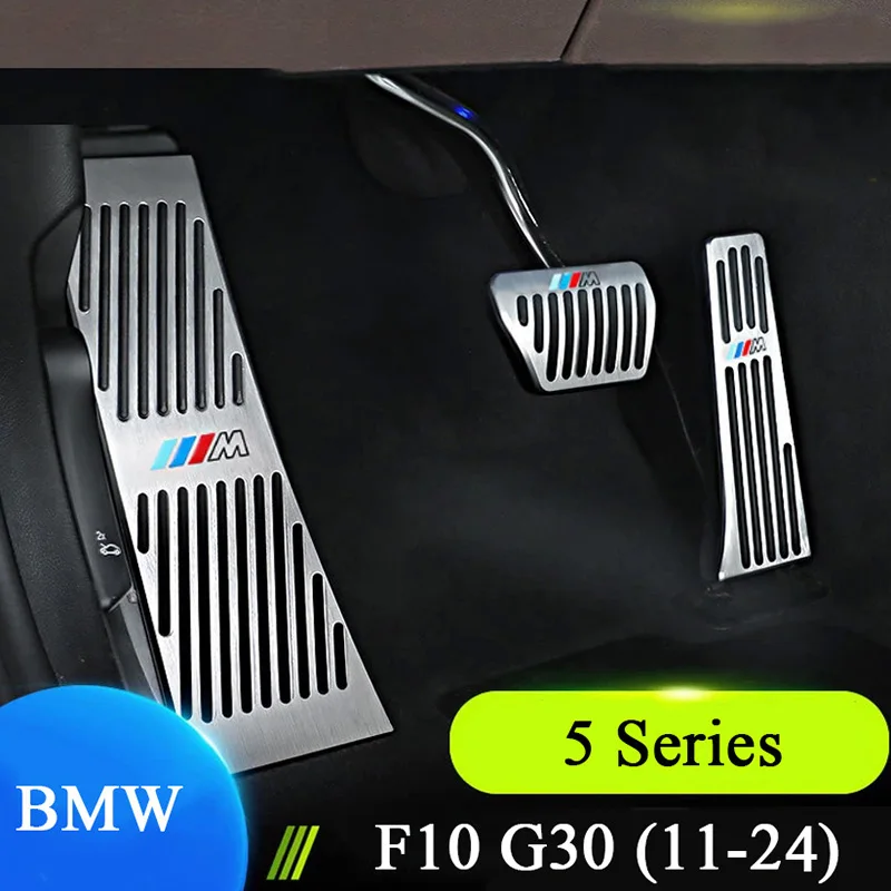 

For 2011-2024 BMW 5 Series F10 F11 F07 G30 G31 Accelerator Brake Foot Rest Pedal Stainless Steel Anti-slip Pads Car Accessories