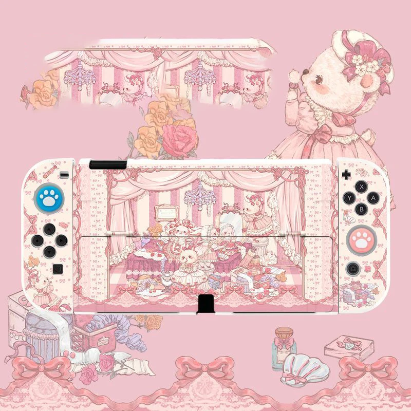 

Для Nintendo Switch OLED чехол аксессуары Kawaii чехол мягкий чехол с мультяшным рисунком защитная оболочка с наклейкой для консоли Switch