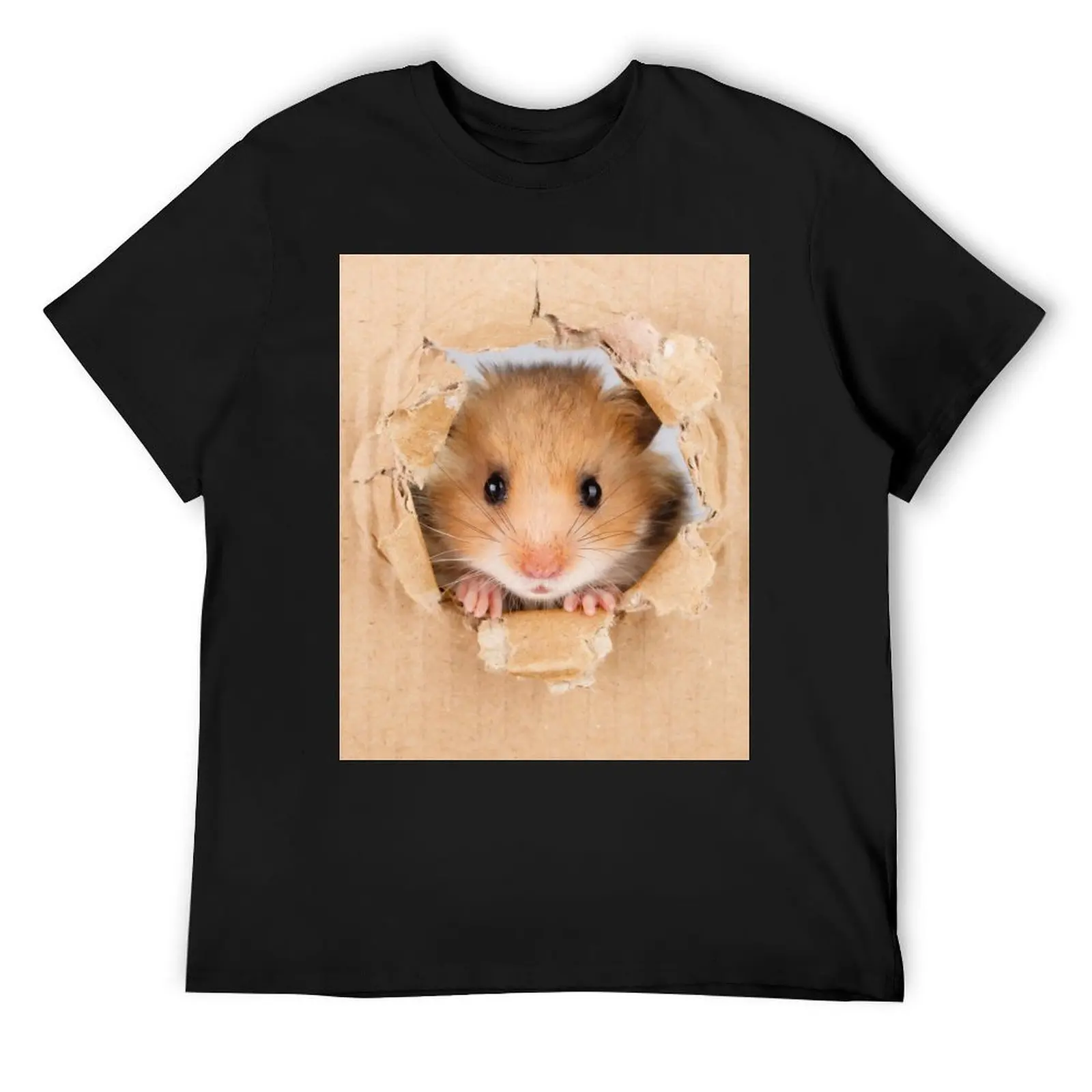 

Cant Breathe - Cute Hamster peeping through hole in brown cardboard T-Shirt customs man clothes T-shirt men