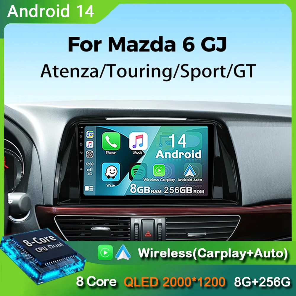 

Android 14 For Mazda 6 GJ Atenza 2012 2013 2014 2015 2016 2017 Carplay Auto Car Multimedia All-in-one Car Radio Video Player GPS
