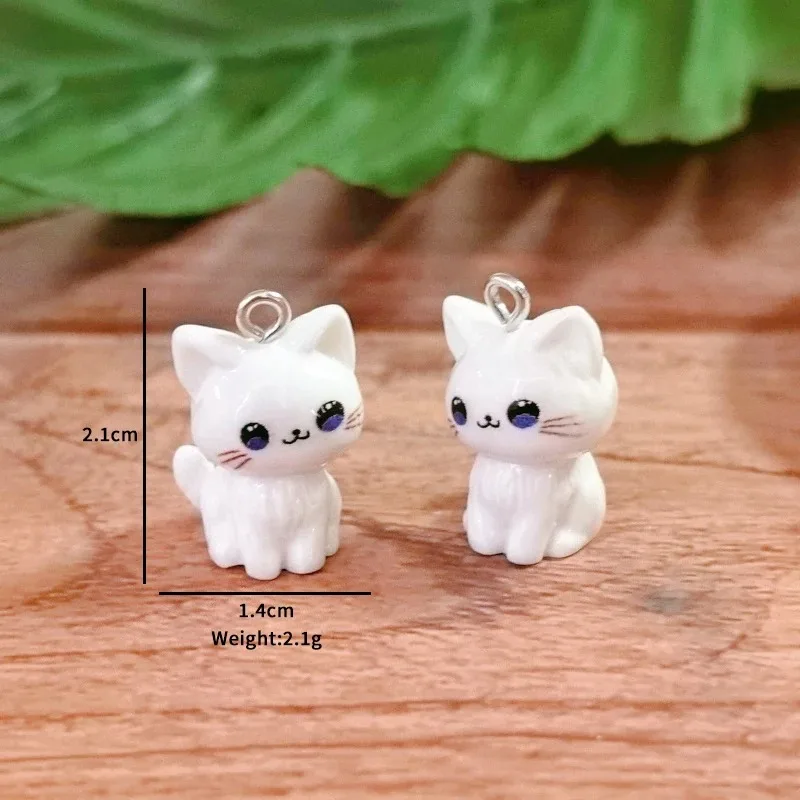 10pcs 3D Kawaii Happy Cat Resin Charms Kitten Animal Pendant For Necklace Earring Keychains DIY Jewelry Accessories view 5