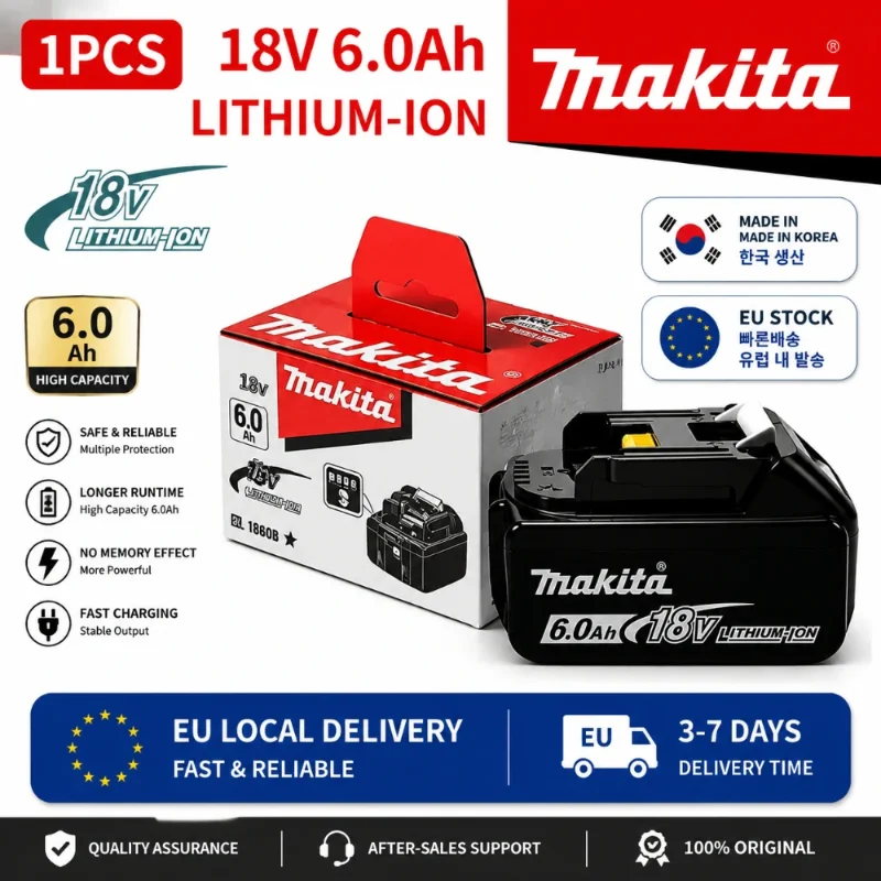 Original 6Ah für Makita BL1860 18V Akku-Elektrowerkzeuge Li-Ion Ersatz LXT BL1850 BL1840 für 18V Schraubendreher mit BMS TPCELL