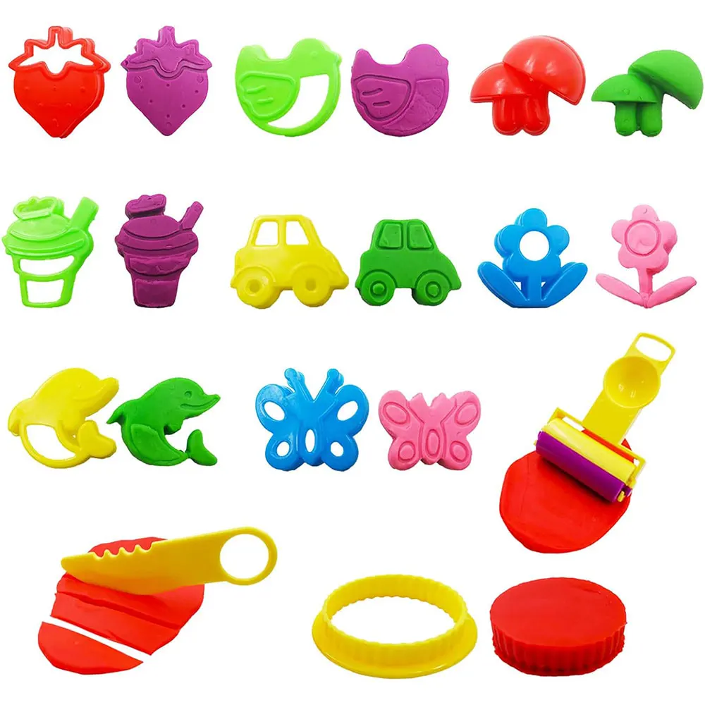 Children Cartoon Dinosaur Fruit Roller Cutter Scissors Dough Accessories Plasticine Mold Early Educational Toy Dough Play Tools