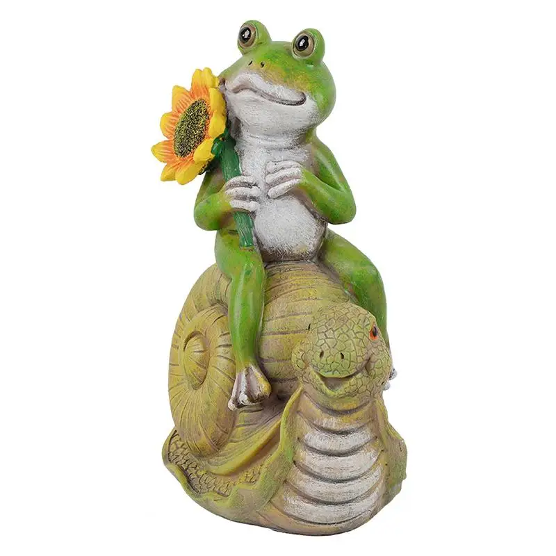 

Frog On Snail Statue Snail Figurine Ornament 8.1 Inches Resin Cute Statue For Patio Lawn Yard Art Decoration Housewarming Garden