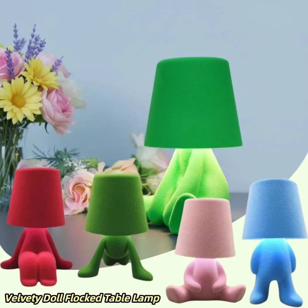 

Touch Control Table Lamp Colorful Design Flocking Texture Night Lamp Creative Shape Mini Size Bedside Lamp Bedroom Use