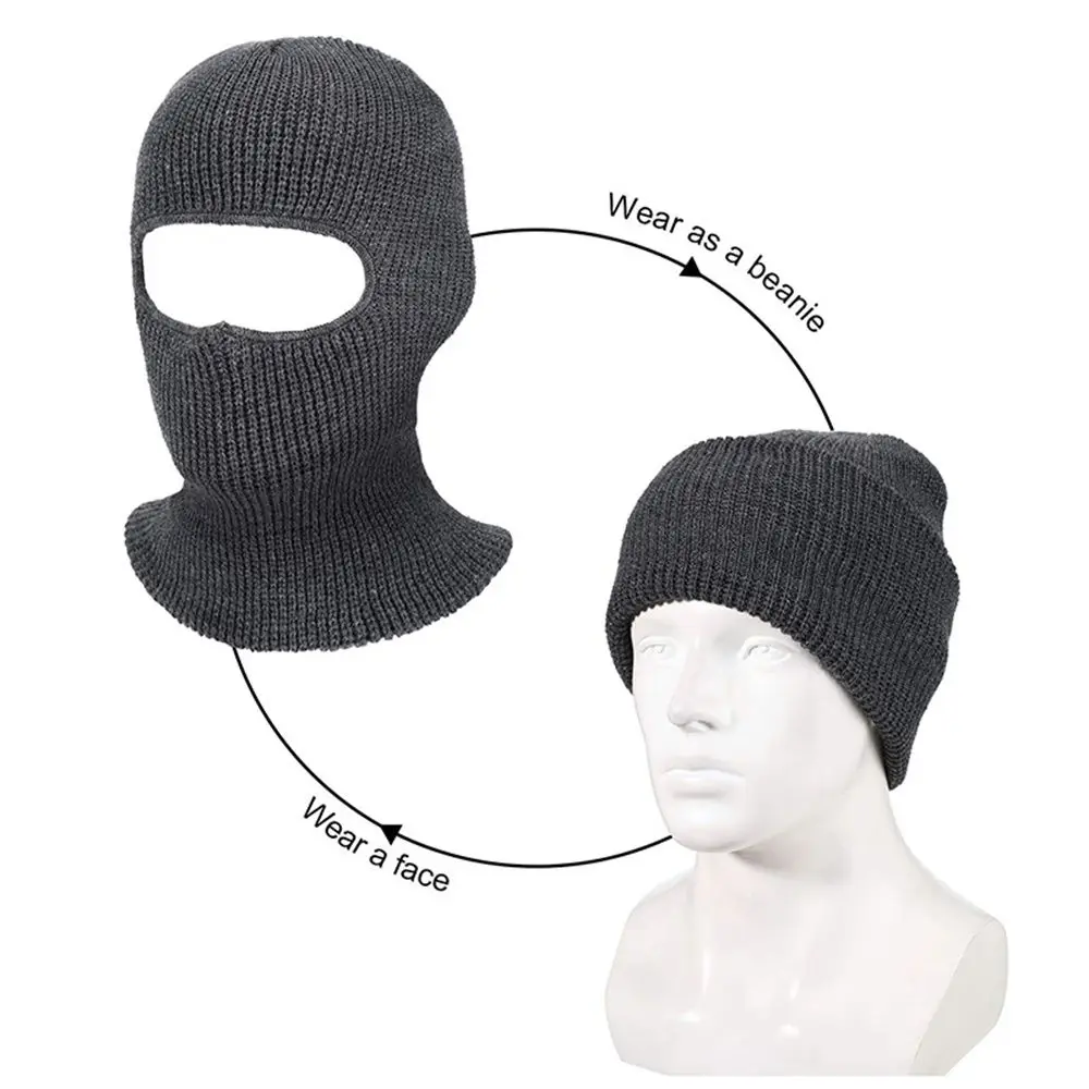 Winter Bonnet Balaclava Knit Beanies Full Face Cover Ski Mask Hat Knit Beanies Single Hole