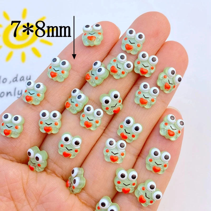 50Pcs New Cute Resin 7*8mm Mini Little Frog Series Flat Back Manicure Parts Embellishments For Hair Bows Accessories