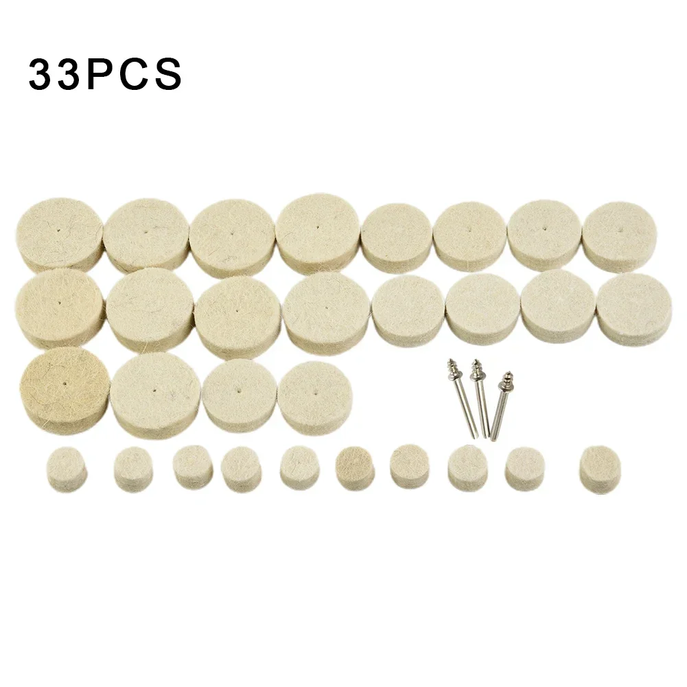 33 Pcs Buffing Wheel Kit Metal Wood Polishing Wheel Wool Wheels Rotary Tool Felt Polishing Accessories Power Polishing Tool