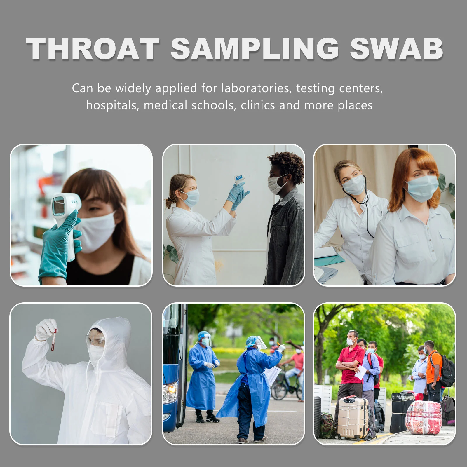 50 Sets Sampling Swab Hospital Testing Supply Specimen Nasal Swabs Nose Flocking Collection