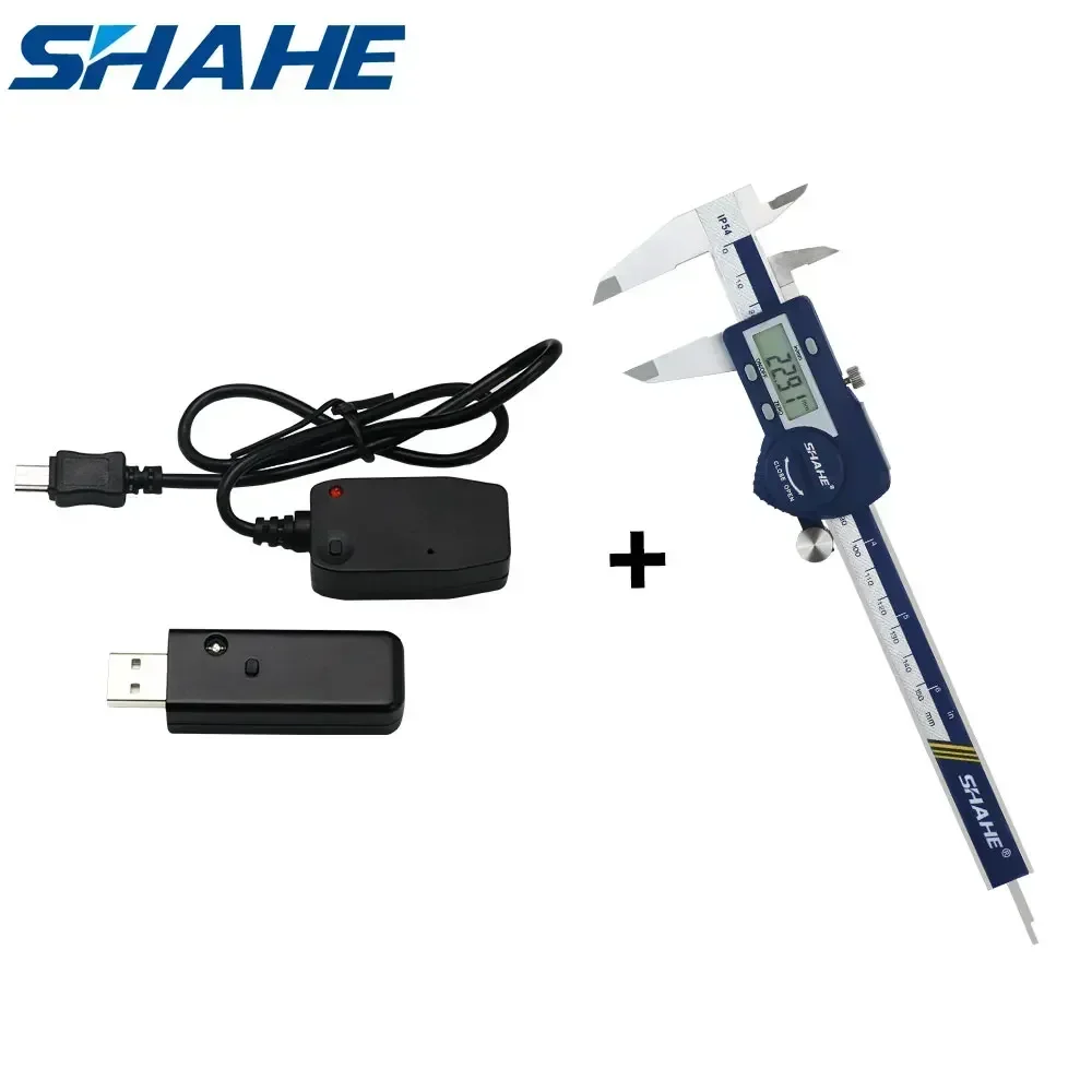 Shahe Caliper Vernier Caliper Digital, kaliper Vernier Digital baja tahan karat 0-150mm + Output Data transmisi frekuensi