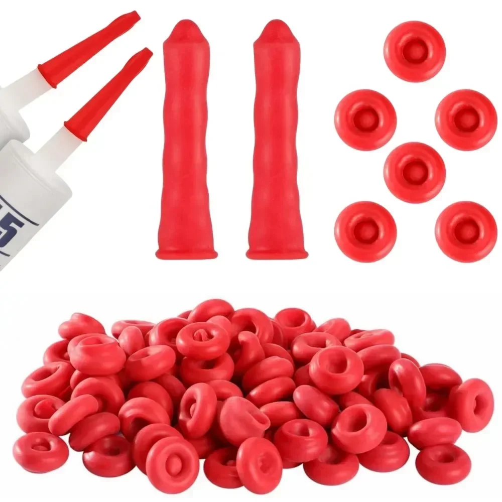 

20pcs Caulk Cap Glass Glue Tip Sealing Cap Barrel Glue Mouth Protective Cover Caulking Gun Nozzles Cap Red Caulk Saving Cap