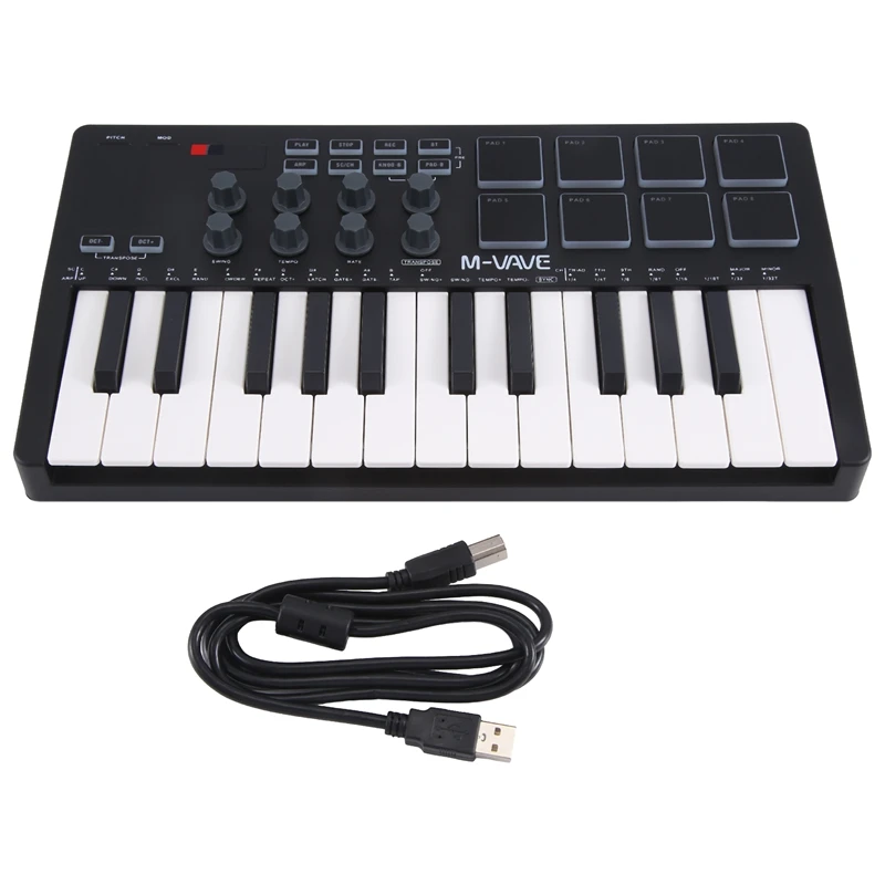 

M-VAVE MIDI 25-Key USB MIDI Keyboard Controller Portable Arranger Keyboard Rgb Pad USB Midi Controller Keyboard