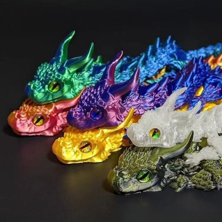 1pc 3D Printed Double-Horned Dragon Figurine - Random Eyes Design, Ideal Car Ornament & Home Living Room Decor