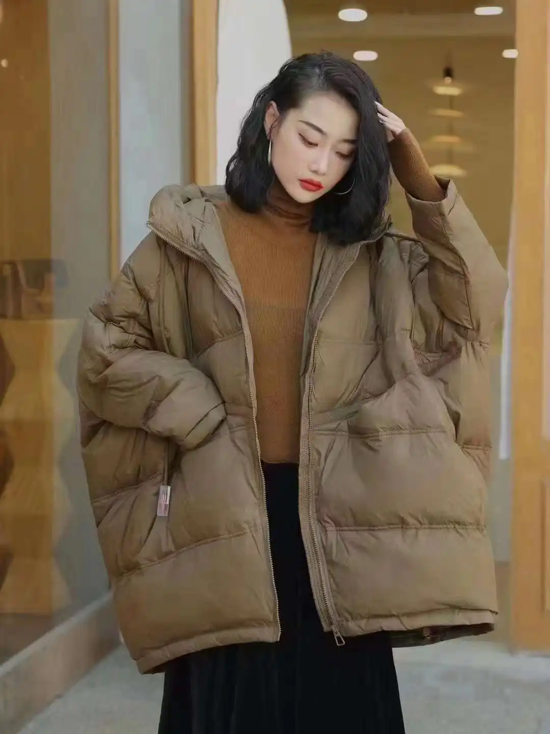 90% Duck Down Jackets Mid Long Puffer Coats Oversized Outwear Hooded Keep Warm Tops Autumn Winter