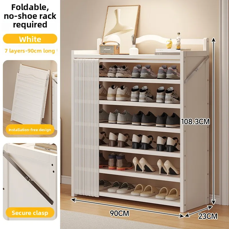 

Folding one pull free installation shoe rack household multi-layer dust shoe cabinet shoe rack household goods