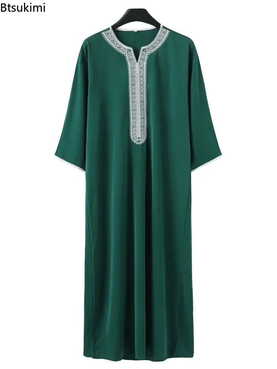 2025 Men's Traditional Muslim Clothing Eid Middle East Jubba Thobe Men Thobe Arab Muslim Robes with Short Sleeves Husband Gift